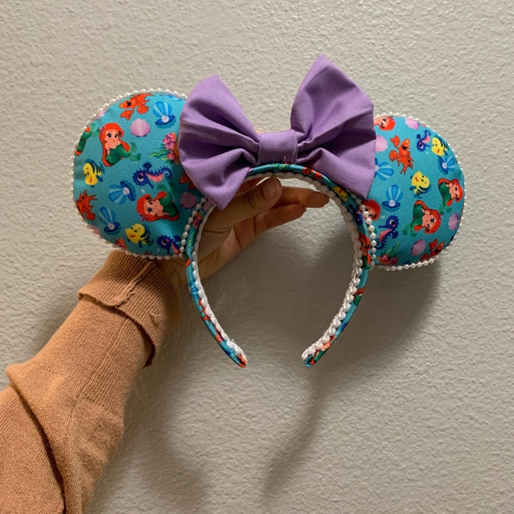 NEW LITTLE MERMAID DISNEY EARS WITH PURPLE BOW